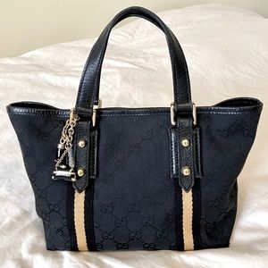 Gucci GG monogram jolicoeur yellow stripe small tote